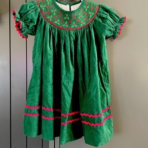 Toddler Christmas smocked dress.